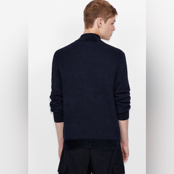 ARMANI EXCHANGE COTTON VISCOSE BLEND CARDIGAN (Navy/BLUE) - Picture 5 of 6